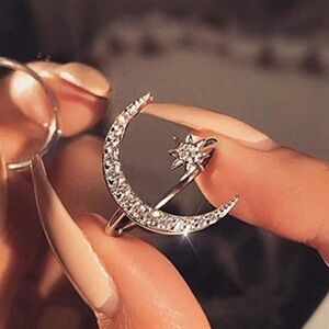 NEW CRESCENT SILVER RING ADJUSTABLE